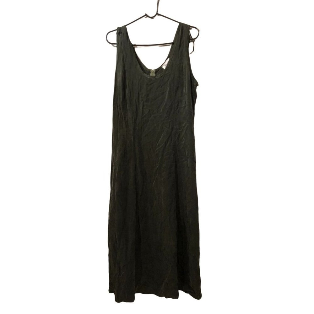 Vintage Shari J Fashions Green Sleeveless Dress Size 16 Rayon
